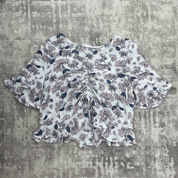 Floral Ruffle Crop Blouse - Picture 1 of 5